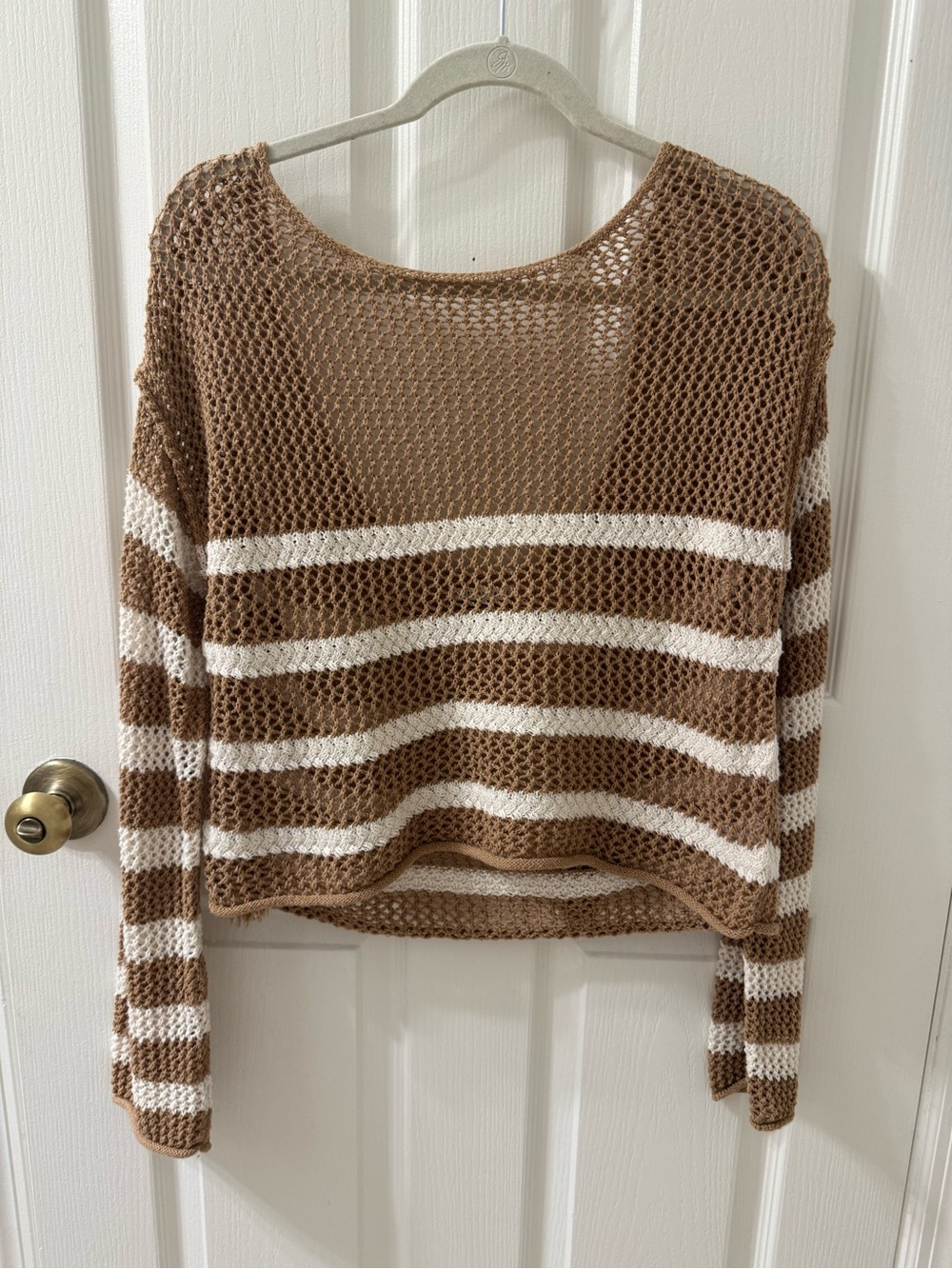American Eagle Off the Shoulder Crochet Sweater